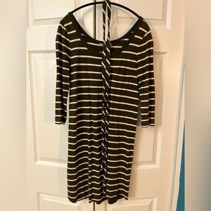 Green & white striped casual Banana Republic dress